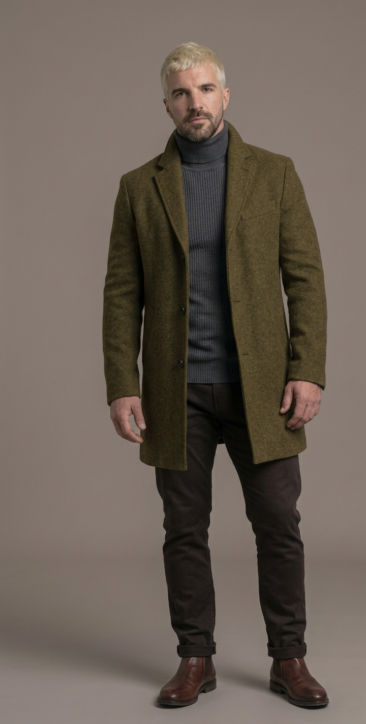 Adriano | Men's Tailored Wool Blend Overcoat Mid Length Winter
