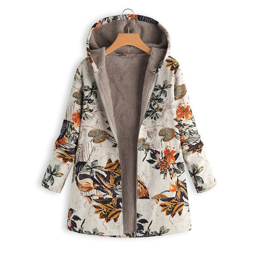 Eloria | Women's Winter Floral Hooded Coat