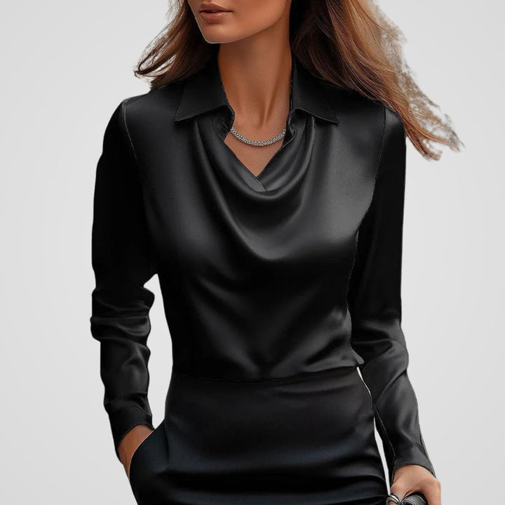 Arlina | Women's Satin Drape Neck Blouse
