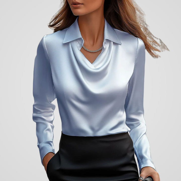 Arlina | Women's Satin Drape Neck Blouse
