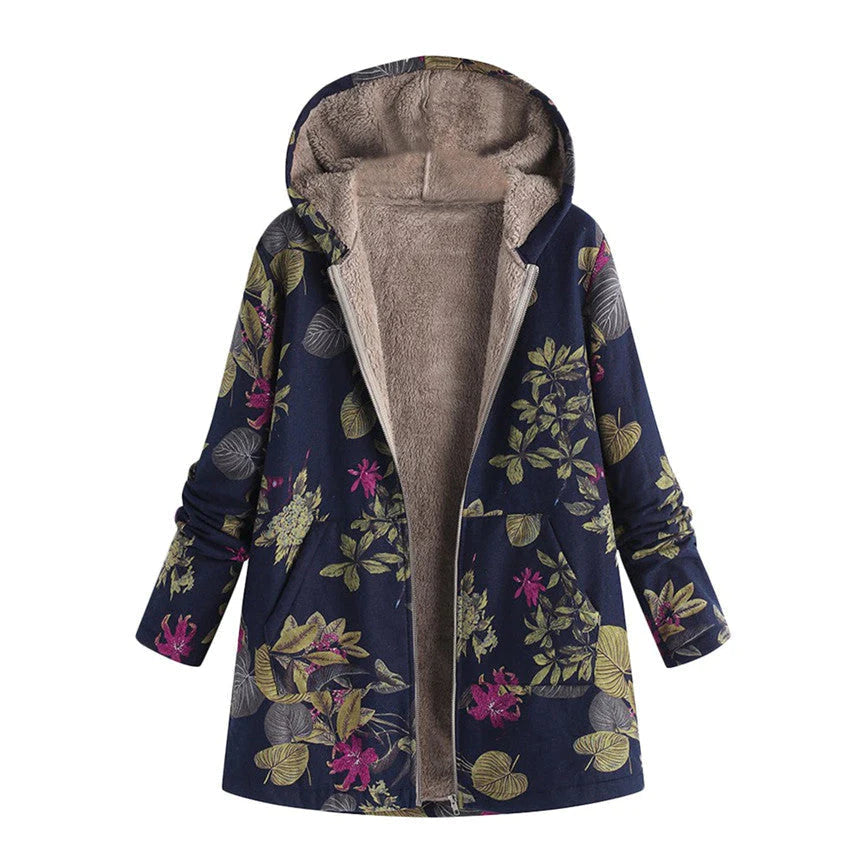 Eloria | Women's Winter Floral Hooded Coat