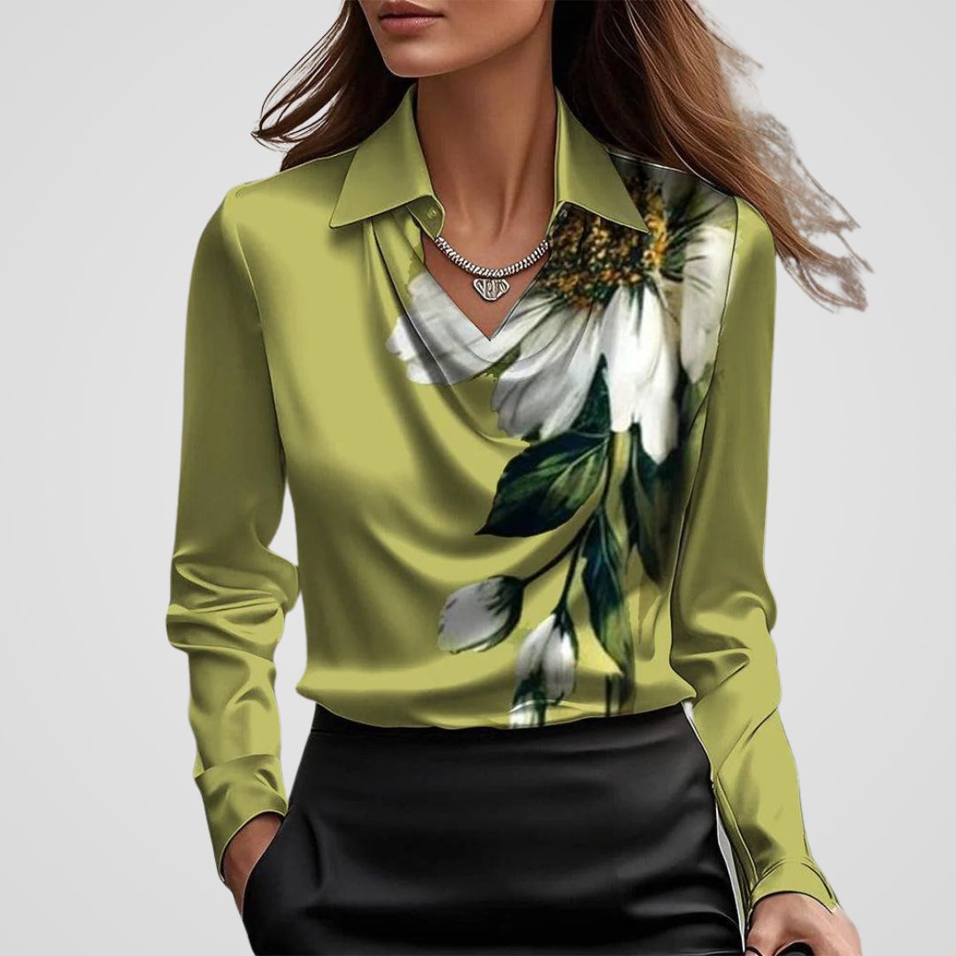 Arlina | Women's Satin Drape Neck Blouse