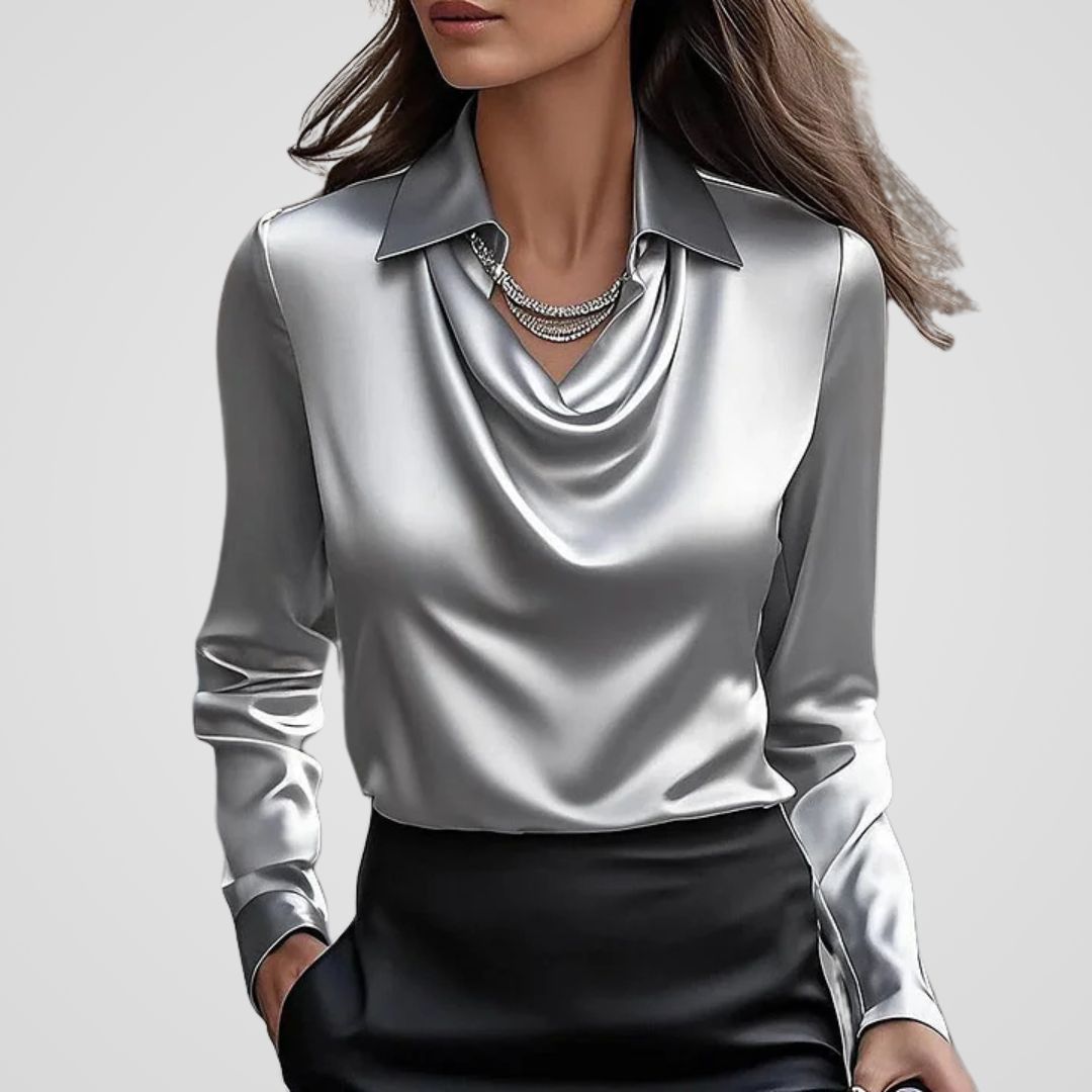 Arlina | Women's Satin Drape Neck Blouse
