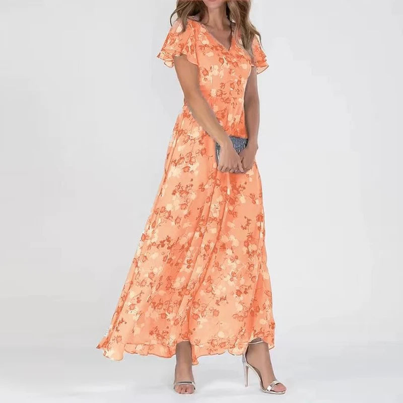 Women's Floral Wrap Maxi Dress - Elegant Summer Occasion