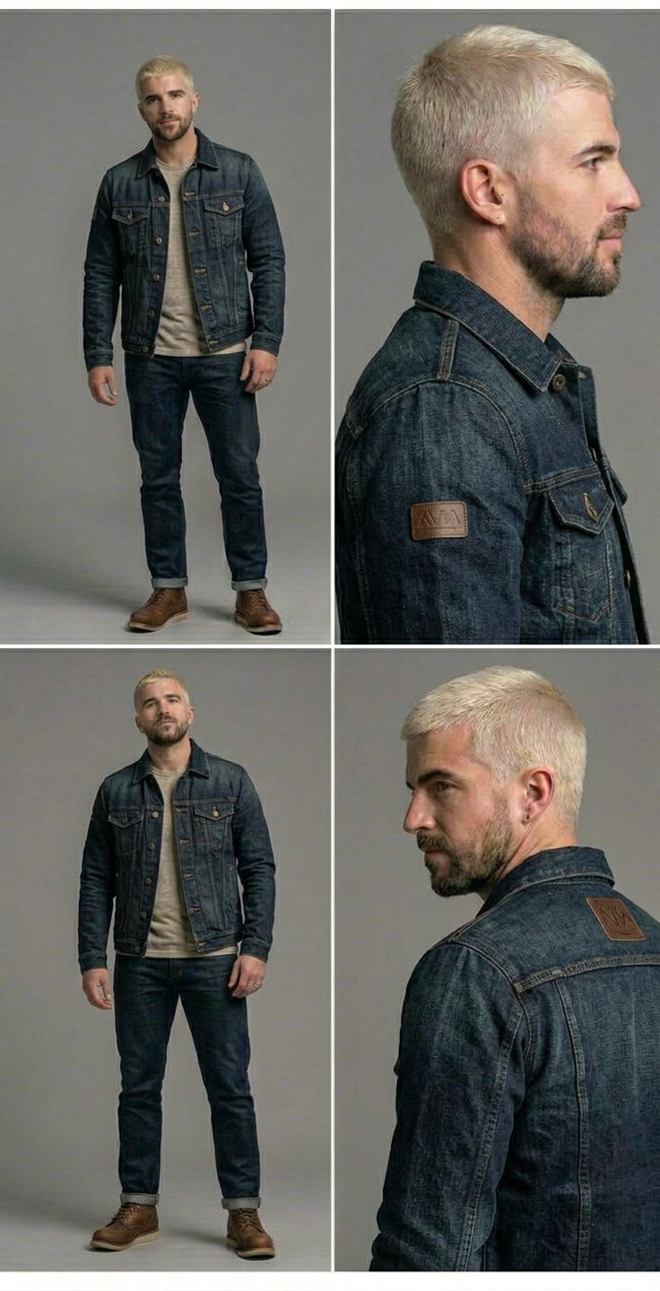 Luca | Men's Slim Fit Button-Front Denim Trucker Jacket Casual