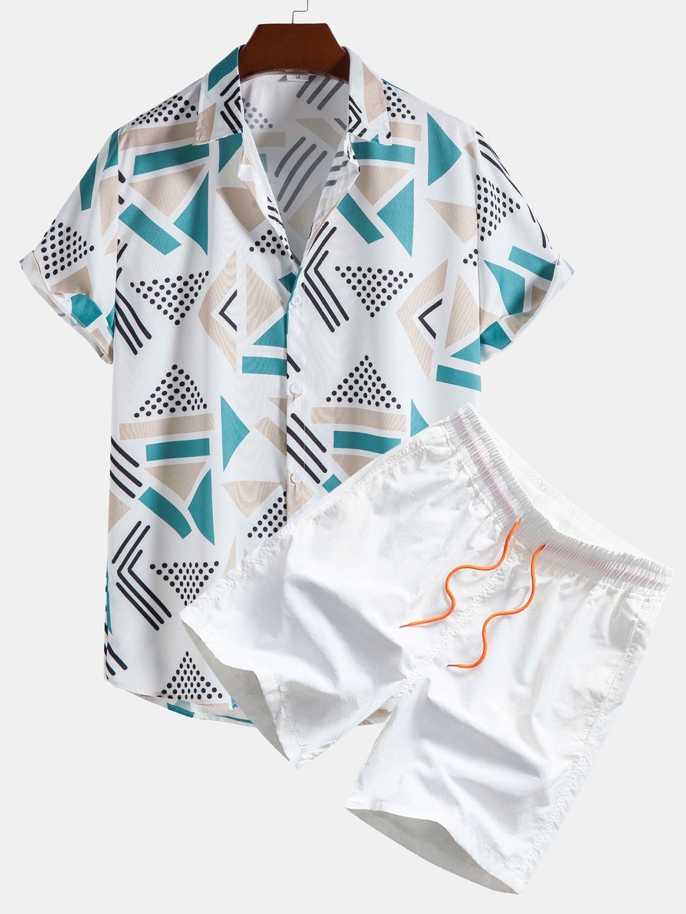 Shirt and Swim Shorts with Geometric Print