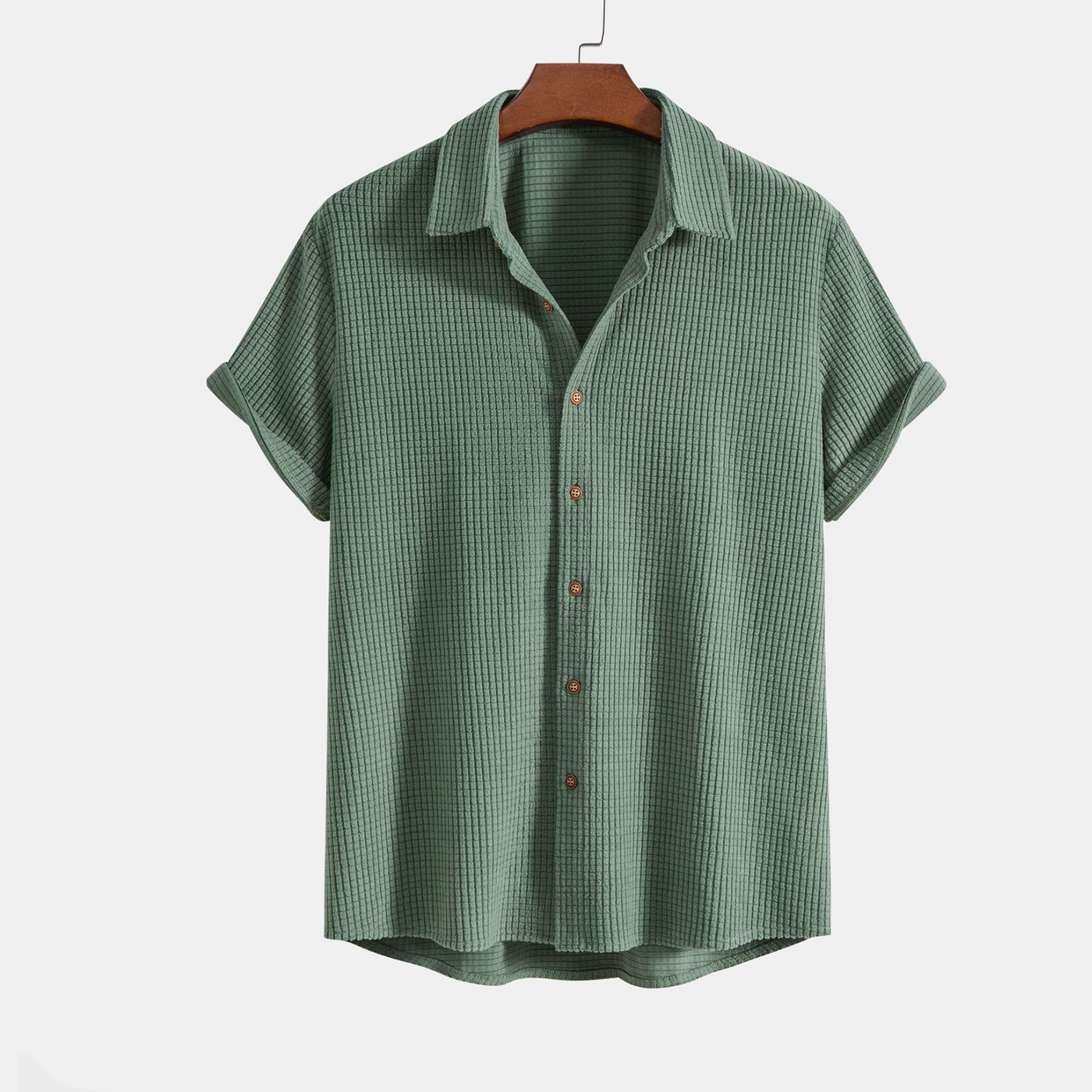 Shirt with Waffle Pattern and Buttons