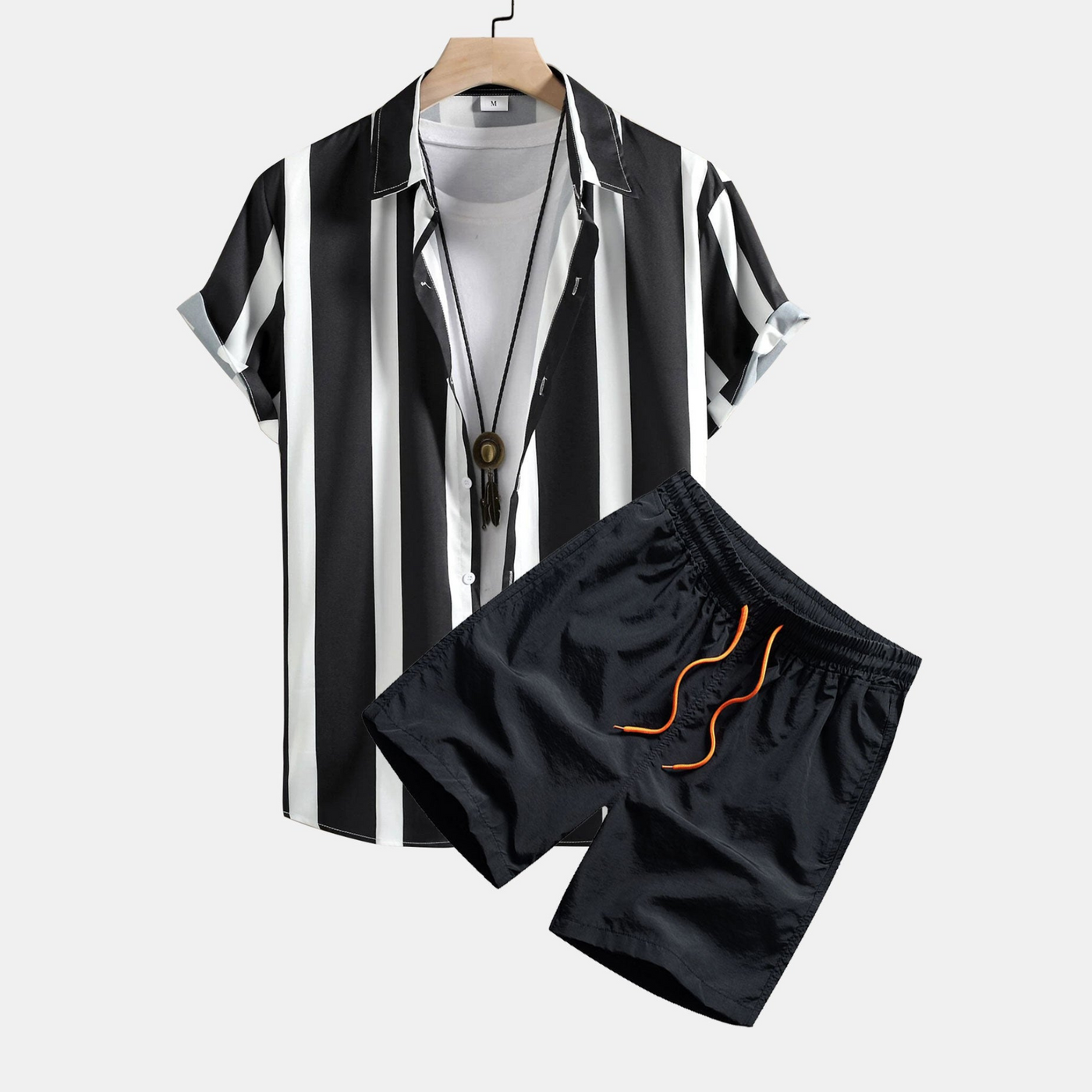 Striped Buttoned Shirt and Swim Shorts
