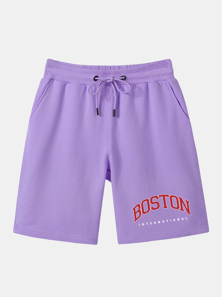 Boston Print Mid Length Shorts