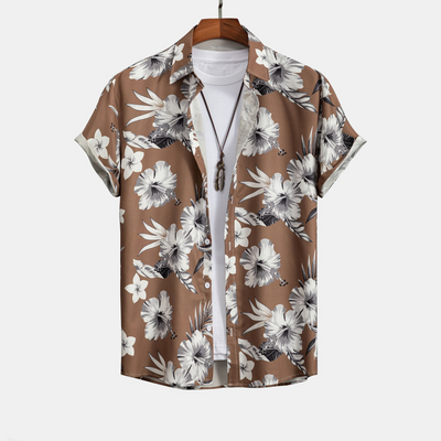 Buttoned Shirt with Tropical Floral Print