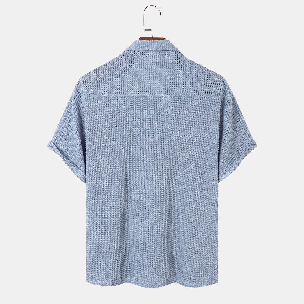 Shirt with Jacquard Buttons in Checkered Pattern