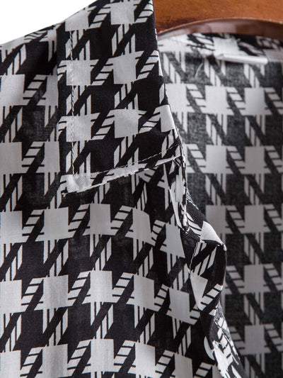 Black and White Shirt with Geometric Print