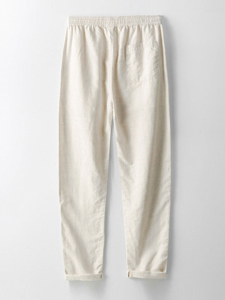 Shirt with Linen-Rayon Blend Button and Straight-Leg Linen Pants