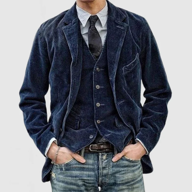 Vintage Corduroy Jacket with Lapel for Men