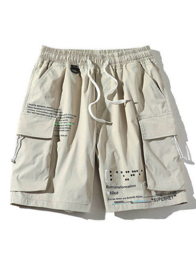 Casual Cargo Shorts with Lettering