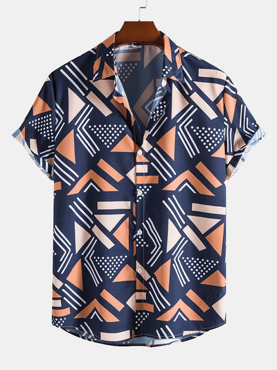 Shirt and Swim Shorts with Geometric Print