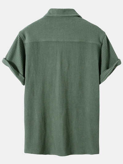 Solid Color Henley Shirts with Waffle Collar