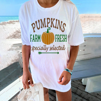 Halloween Pumpkin Graphic Casual Women's Short Sleeve T-Shirt