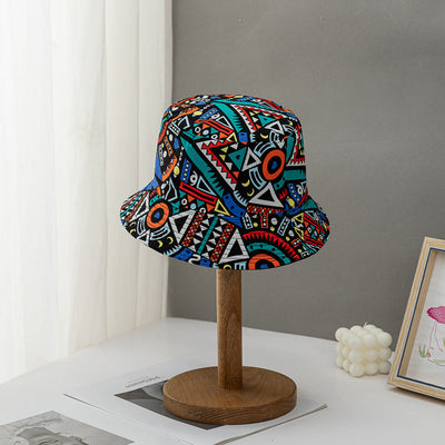 Reversible Casual Bucket Hat with Geometric Diamond Pattern in Contrasting Color
