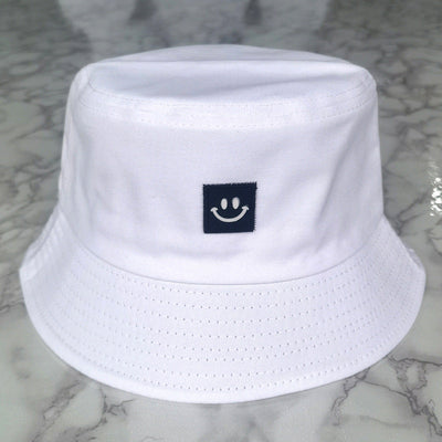 Casual Bucket Hat with Embroidered Contrast Smiley