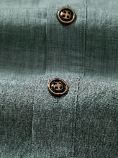 Short-Sleeve Shirt with Henley Collar and Half-Button Placket