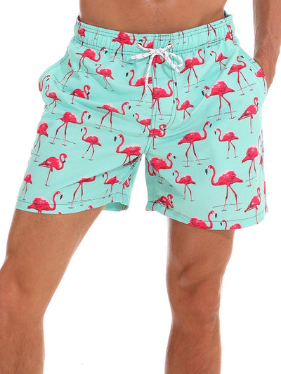 Swim Shorts with Flamingo Print