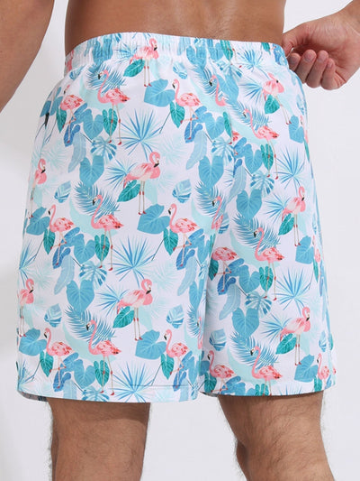 Flamingo Tropical Print Swim Shorts with Compression Liner