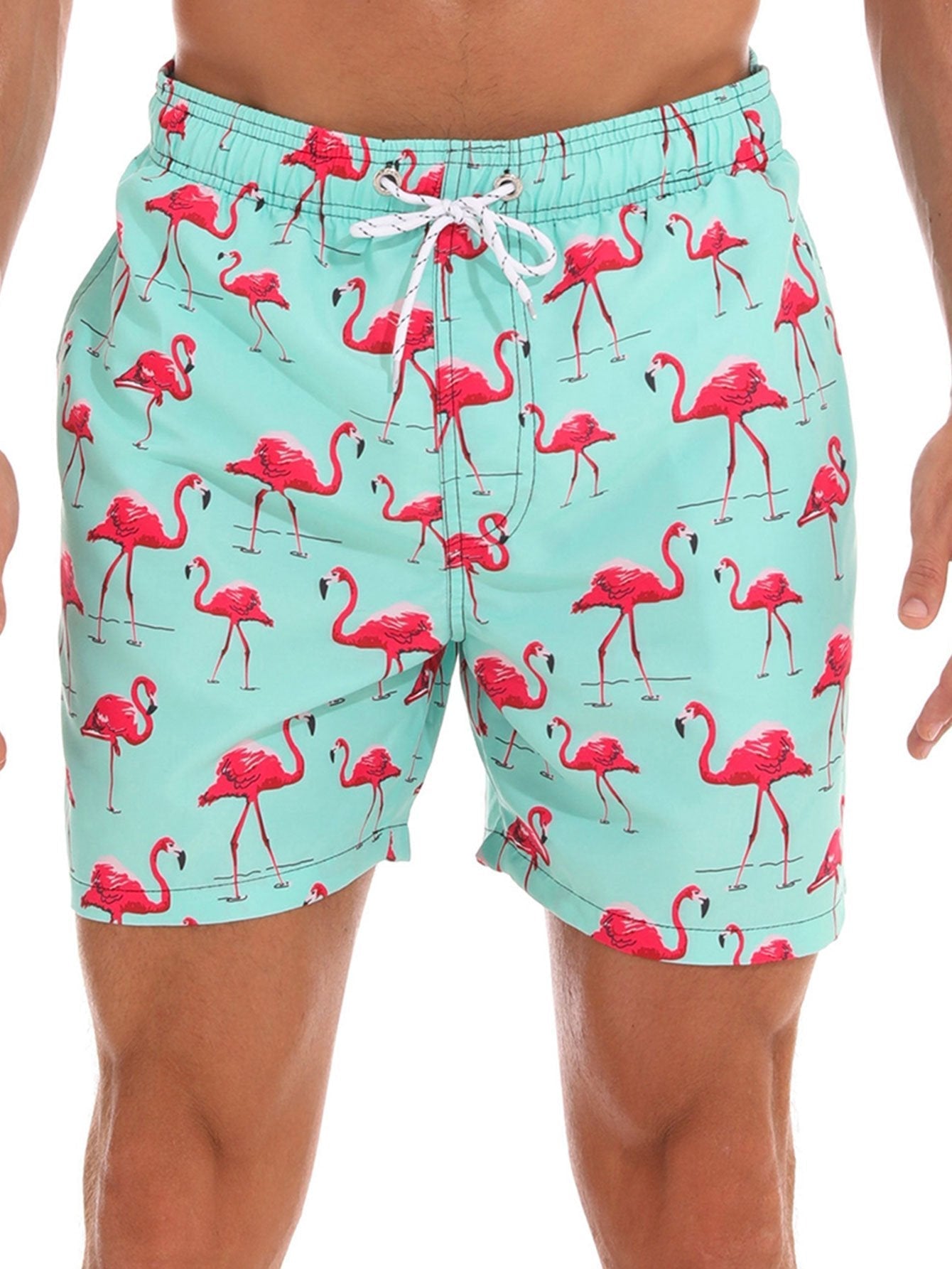 Swim Shorts with Flamingo Print