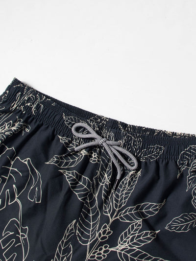 Swim Shorts with Leaf Print