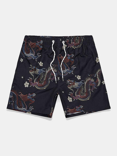 Swim Shorts with Dragon Pattern