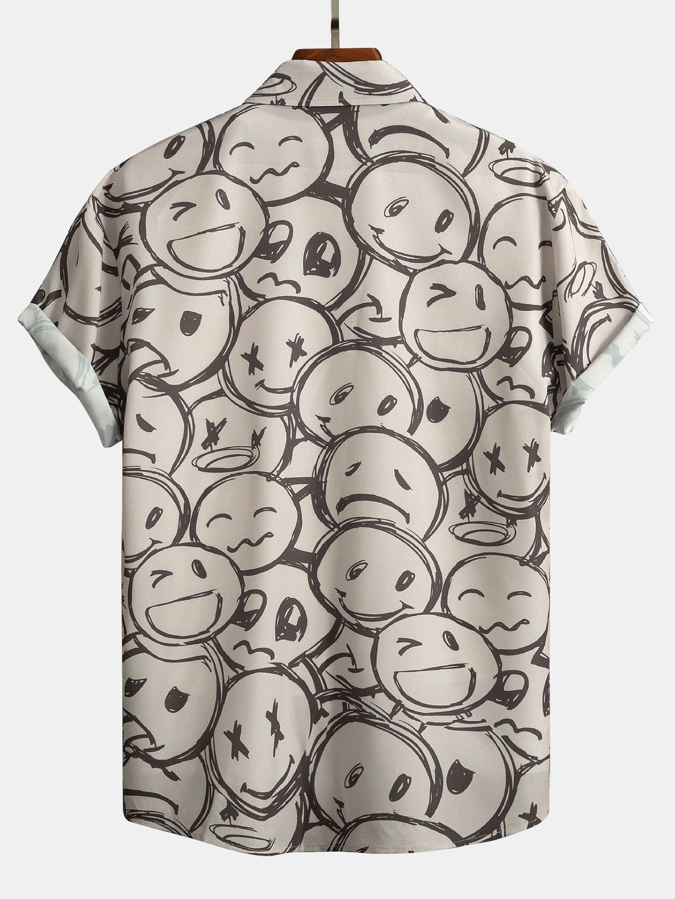 Shirt with Button Placket and Smiley Print